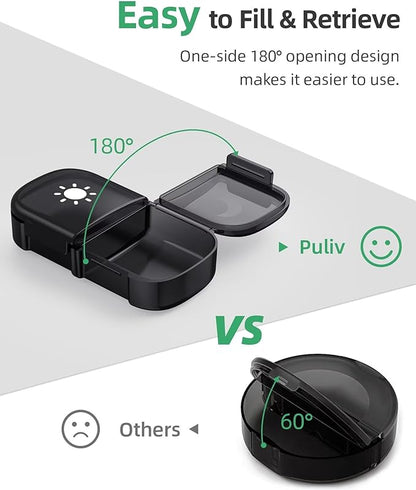 PULIV Extra Large Weekly Pill Organizer 2 Times a Day, One-Side Open Pill Box 7 Day for Easy Filling, Black Privacy Protection AM PM Pill Case for Vitamins, Medication, Supplements, Fish Oils Black