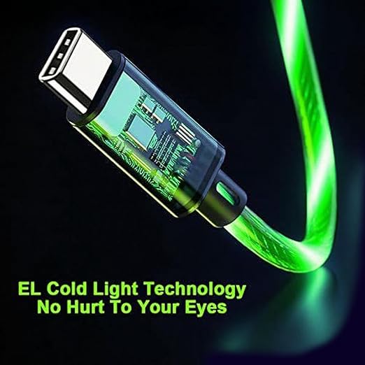 USB Cable PD Fast Charger Lighted Up (USB A to C Green),Mobile Phone Data Cable, Charging Cable, Supports Data Transfer, 39-inch, TPE Material, Compatible with Almost All Type-C Devices.