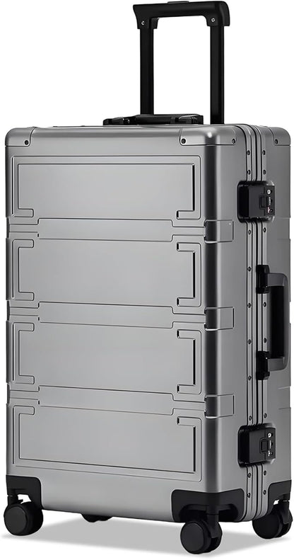Simcat All Aluminum Carry On Luggage, 20 Inch Hard Shell Zipperless Luggages，Airline Approved Suitcase with TSA Lock and Silent Wheels (Gray,20inch/56.5x21.5x39.5cm)
