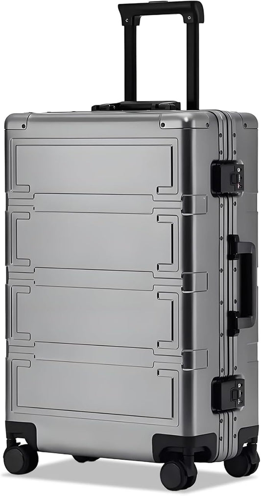 Simcat All Aluminum Carry On Luggage, 20 Inch Hard Shell Zipperless Luggages，Airline Approved Suitcase with TSA Lock and Silent Wheels (Gray,20inch/56.5x21.5x39.5cm)