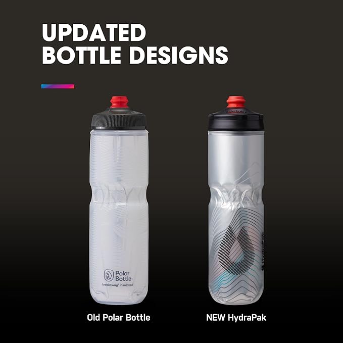 HydraPak Polar Surge Insulated Bike Water Bottle 2-Pack (20oz or 24oz) - High Flow, Fits Most Bike Cages, For Cycling & Sports