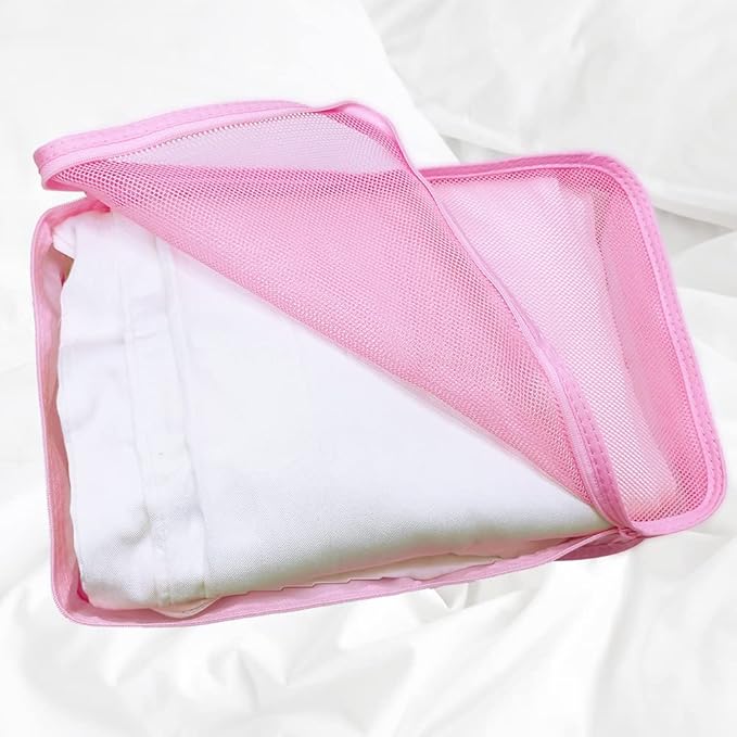 Packing cubes for Travel, CALACH Luggage Organizer Bags 6 Set Packing Cubes for Suitcases Travel Essentials for Carry on Mesh Suitcase Organizer with Shoe Bag (pink)