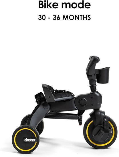 Doona Liki Trike, Midnight Edition - 5-in-1 Compact, Foldable Tricycle - Suitable for Toddlers 10 to 36 Months