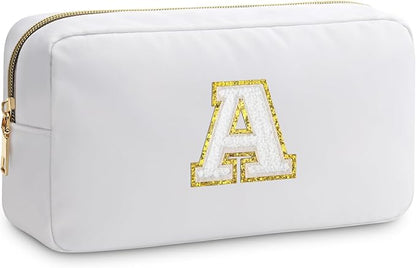 Initial A Makeup Bags Initial Letter A-Z Cosmetic Bag for Women Friends Daughter Sister Mom Inspirational Gifts Travel Toiletry Bag Christmas Birthday Gifts for Her Bridesmaid Bff Makeup Pouch A