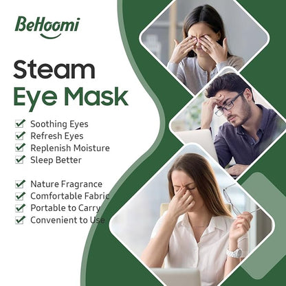 20 Packs Steam Eye Mask, Heated Eye Mask Warm Compress for Eyes, Disposable Self Heating Steam Mask Sleep, Spa, Travel Essentials & Relaxation Gifts for Women, Stocking Stuffers (Tea Tree)