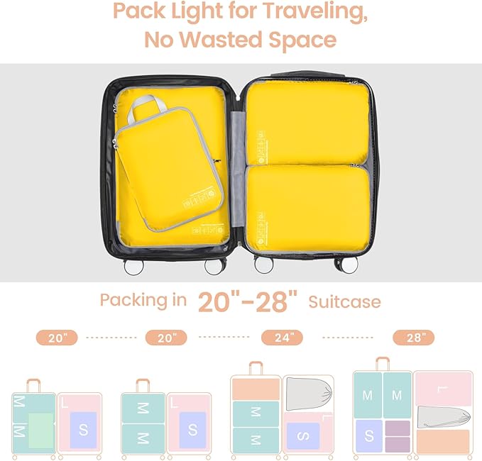 Cambond Compression Packing Cubes for Travel Women - Expandable Travel Bags Luggage Organizers Travel Essentials Compression Cubes for Travel Carry on Suitcases Organizer