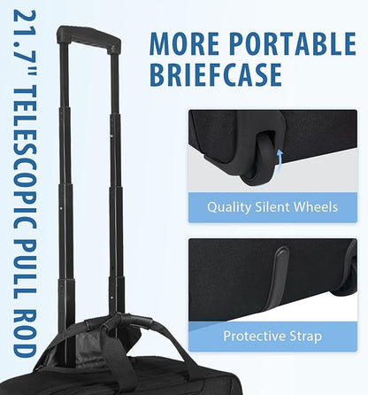 EMPSIGN Rolling Briefcase Laptop Bag,17.3" Computer bag with wheels, Water Repellent Travel Roller Underseat Bag with RFID Blocking Pocket,Rolling Work Bags for women/men -Black