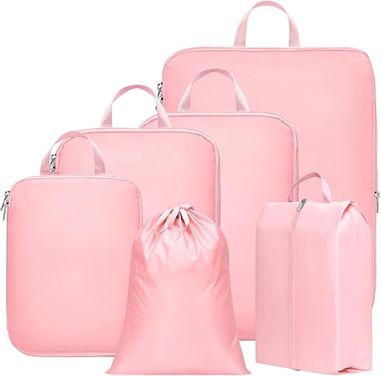 Cambond Compression Packing Cubes for Travel Women - Expandable Travel Bags Luggage Organizers Travel Essentials Compression Cubes for Travel Carry on Suitcases Organizer