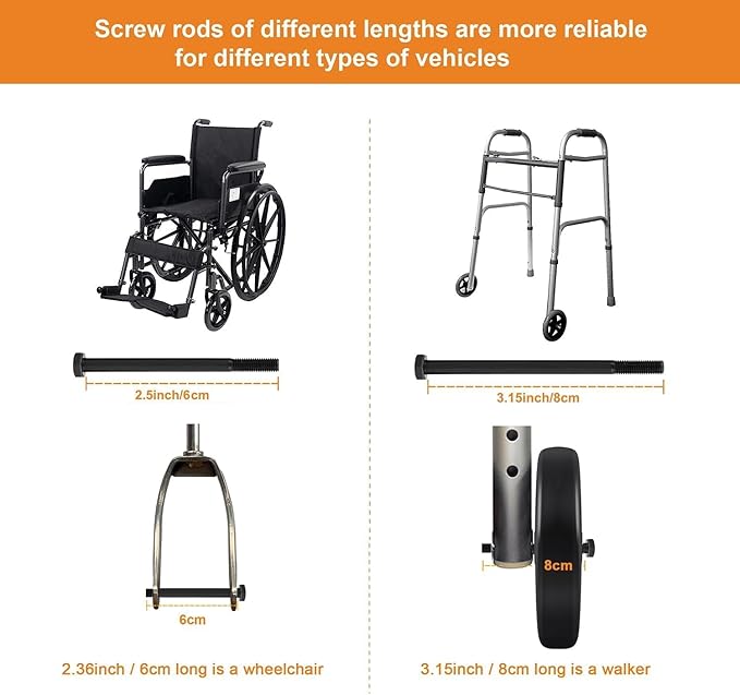 2Pcs 8 Inch Replacement Wheelchair Wheels for Walkers - Environmentally Friendly Rubber Material, Wear-Resistant PU Tires, Anti-Slip, and Durable ABS Wheel Hub (8IN Narrow 2Pcs)
