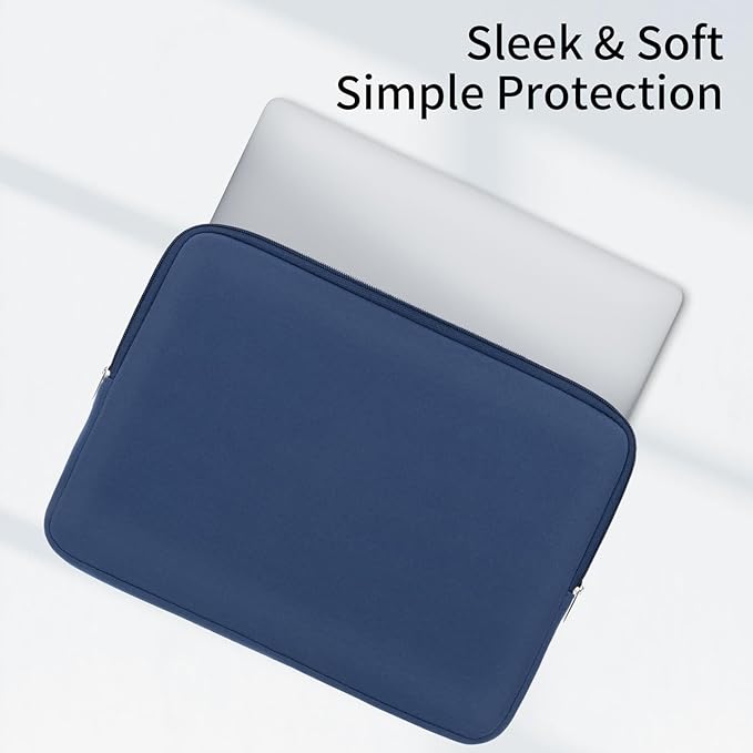 RAINYEAR 14 Inch Laptop Sleeve Protective Case Soft Fluffy Lining Padded Zipper Cover Carrying Bag with Accessories Pouch, Compatible with 14" Notebook Computer Chromebook (Navy Blue,Upgraded Version)