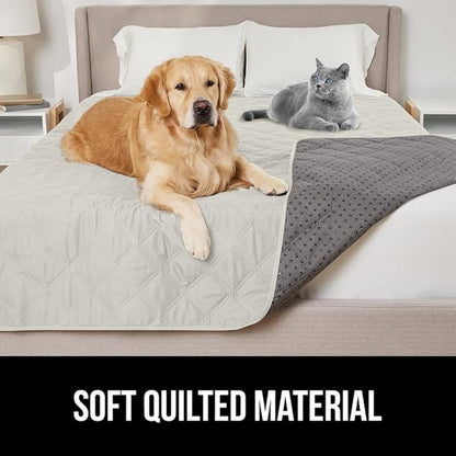 GORILLA GRIP Waterproof Bed Cover for Dogs, 82x68, Gripped Slip Resistant Backing, Leak Proof Washable Dog Blanket Covers Sofa, Couch, Sectional, Crate, Car, RV Seats, Pet Puppy Essentials Light Taupe