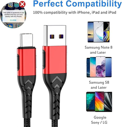 Durcord USB C Cable, Upgarded 2Pack 3ft Fast Charging 3 Feet USB Type C Charging Cord Cable, 3 Foot Type C Charger Nylon Braided USB Cable Compatible with iPhone 15/Pro/Plust/Max/Samsung etc-Red