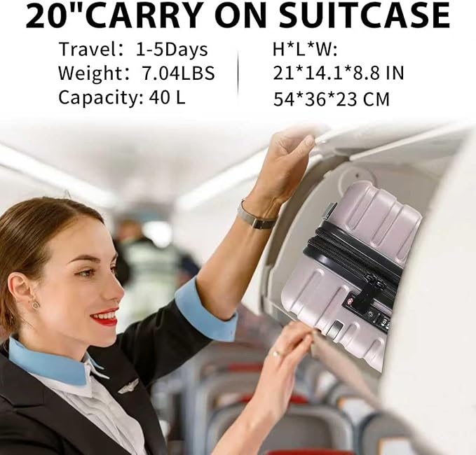 EMPSIGN Carry On Luggage with Spinner Wheels, Hard Shell Carry-On Expandable Suitcase 21x14x9 Airline Approved & Built-in TSA Lock, Durable Travel Rolling Suitcase, Carry-On 20-Inch, Light Purple