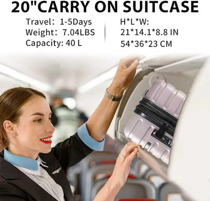 EMPSIGN Carry On Luggage with Spinner Wheels, Hard Shell Carry-On Expandable Suitcase 21x14x9 Airline Approved & Built-in TSA Lock, Durable Travel Rolling Suitcase, Carry-On 20-Inch, Light Purple