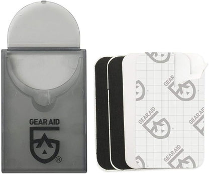 GEAR AID Tenacious Tape Mini Patches with Peel-and-Stick Adhesive to Fix Holes and Tears in Winter Gear, Down Puffer Jackets, Sleeping Bags, Tents, and Rain Gear, Black and Clear