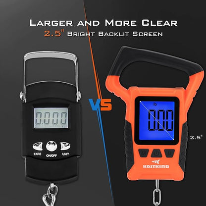 KastKing Fish Scale, WideView Floating Waterproof Digital Scale, 2.5” Large LCD Display, 110lb Capacity, Multi-Mode Pound/Ounces & Kilograms, Stores up to 9 Weights
