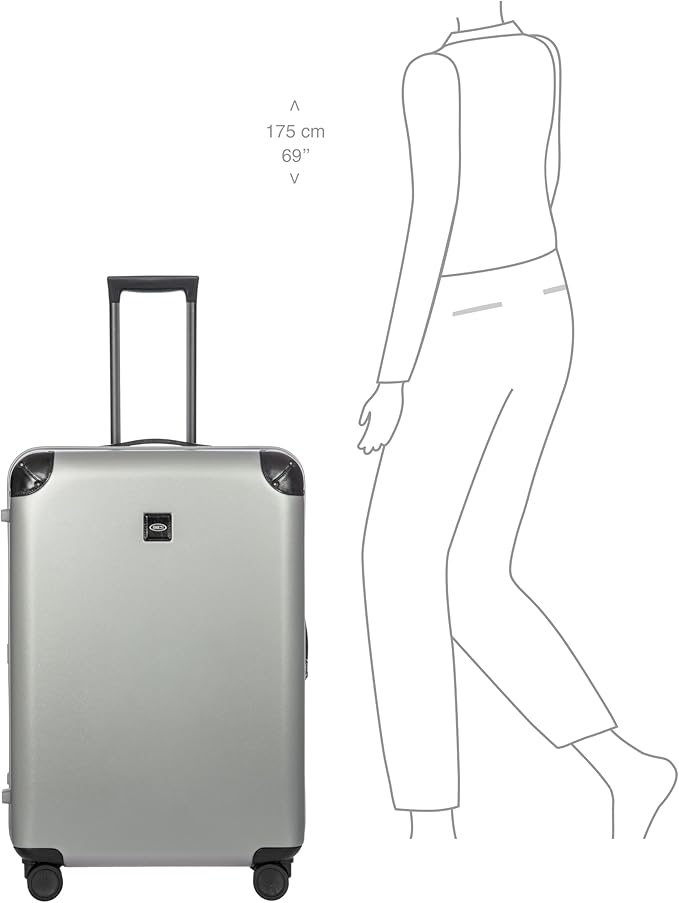 Bric's Amalfi Lightweight Hard Shell Suitcase – Expandable Checked Luggage with Water-Repellent Zip, Smooth 360° Wheels & TSA Lock - 30 Inch, Silver