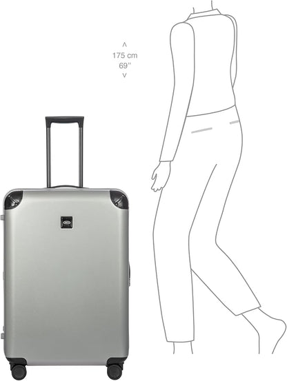 Bric's Amalfi Lightweight Hard Shell Suitcase – Expandable Checked Luggage with Water-Repellent Zip, Smooth 360° Wheels & TSA Lock - 30 Inch, Silver