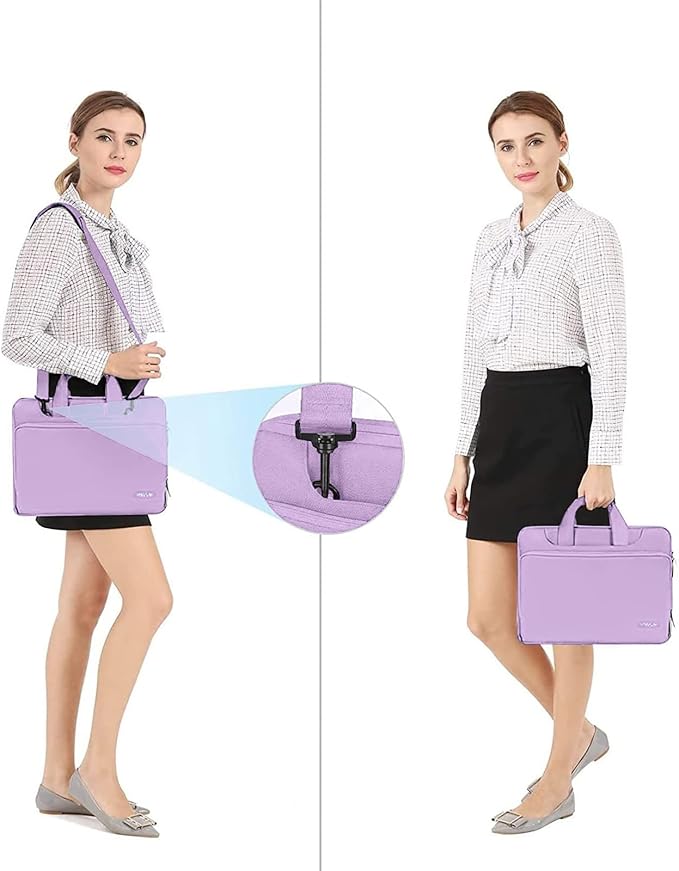 MOSISO 360 Protective Laptop Shoulder Bag Compatible with MacBook Air 15 M4 A3241 M3 A3114 M2 A2941/Pro 16 inch M4 M3 M2 M1, 15-15.6 inch Notebook,Matching Color Sleeve with Belt, Light Purple
