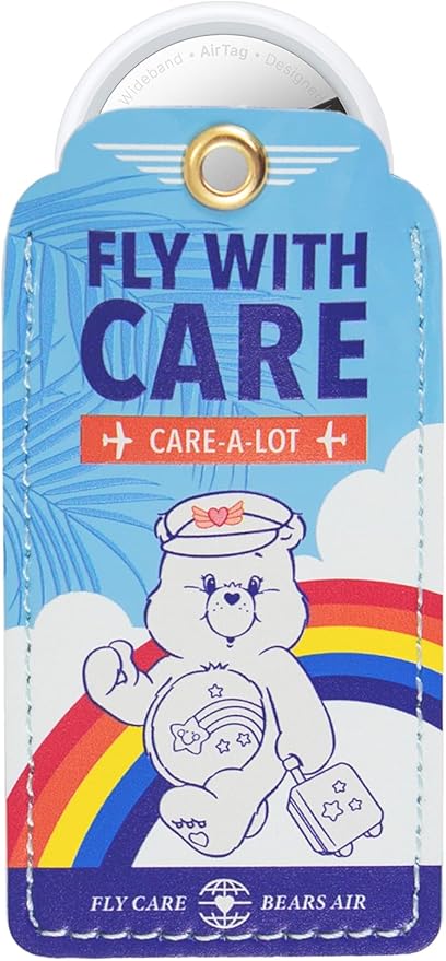 Sonix Keychain Case Compatible with Apple AirTag | Protective AirTag Cover Keychain Charm | Fly with Care | Care Bears Air