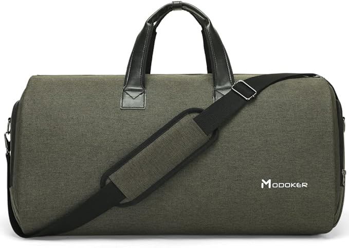 Convertible Garment Bag with Shoulder Strap, Modoker Carry on Garment Duffel Bag for Men Women - 2 in 1 Hanging Suitcase Suit Travel Bags,Forest Night