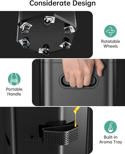 5Gal Humidifiers for Bedroom Large Room up to 2800ft², APP/Remote Control, 60H Supersized Cool Mist Humidifier with Auto 180°Mist Tube, 24H Timer, Top Fill Humidifiers for Home Office Bedroom Plants