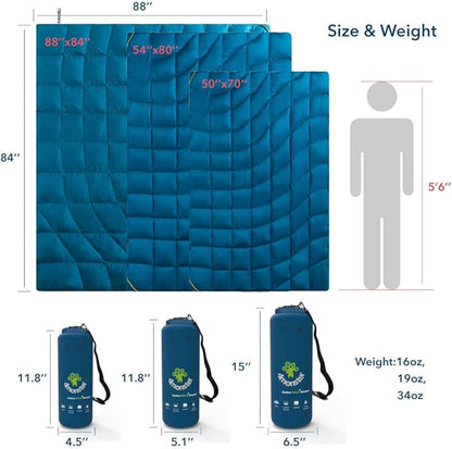 4Monster Down Camping Blanket - Outdoor Travel Quilt Puffy 650 Fill, Packable, Lightweight,Wind & Waterproof | Ideal for Stadium, Backpacking,Picnics, Beach and Hiking