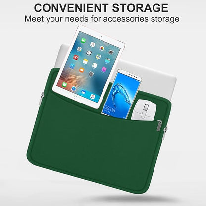 Laptop Sleeve Bag 14 inch, Shockproof Protective Laptop Cover Briefcase Carrying Computer Bag with Accessory Pocket Portable Computer Sleeve for 14" MacBook, HP, Dell, Lenovo, Acer, Green