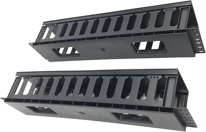 2 Pack 2U 12 Slots Horizontal Rack Mount Cable Management Organizer Plastic 19" Rack Mount (2UPCM2PC)