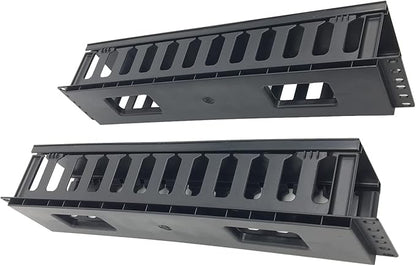 2 Pack 2U 12 Slots Horizontal Rack Mount Cable Management Organizer Plastic 19" Rack Mount (2UPCM2PC)