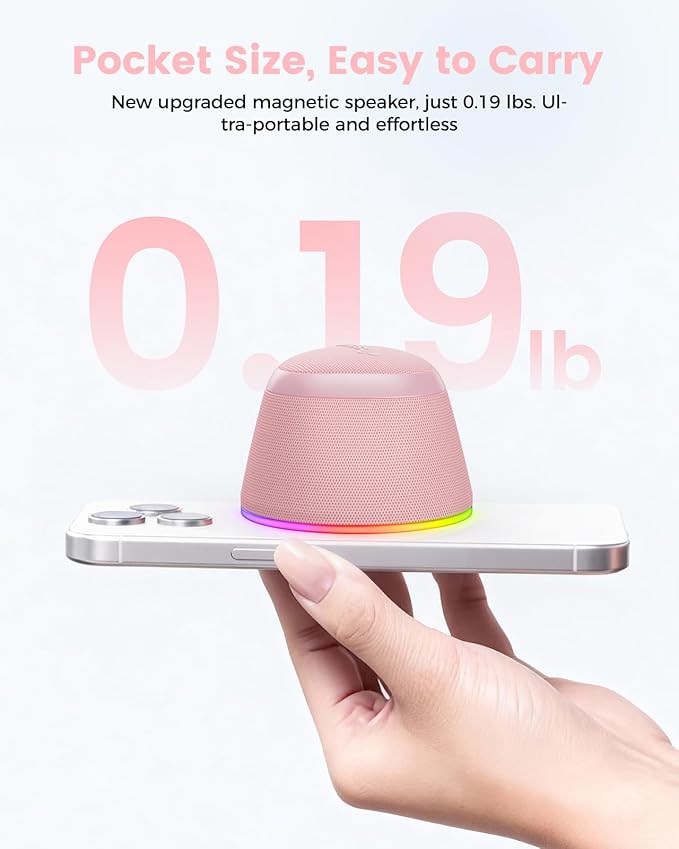 Portable Speaker Stocking Stuffers Teens: White Elephant Gifts for Adults Men Women, Loud Bluetooth Speakers Phone Accessories Stand, Birthday Christmas Ideas Gift Boy Girl Trendy Stuff-Rose Pink
