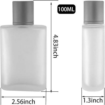 3 PCS 100ml Empty Frosted Glass Spray Bottle Perfume Atomizer Refillable Spray Refillable Fine Mist Spray, Liquid Perfume Refillable Glass Bottle with Lid, 3.38oz (Pack of 3)