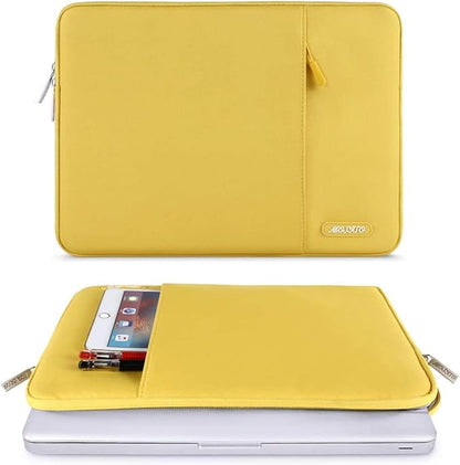 MOSISO Laptop Case 16 inch, 15-15.6 inch Laptop Sleeve Compatible with MacBook Pro 16 M4 M3 M2 M1, HP Acer Dell Lenovo ASUS Notebook, Polyester Vertical Computer Sleeve Bag with Pocket, Yellow
