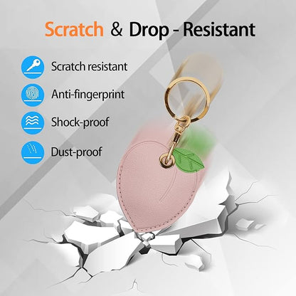 Leather Keychain Case Holder Compatible with Apple AirTag, GPS Airtag Keychain Finder Tracker with Key Ring, Anti-Scratch Protective Air Tag Cover
