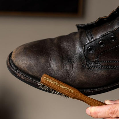 Cobbler’s Choice Horsehair Welt Brush Bundle for Leather Care and Restoration - Brown and Tan