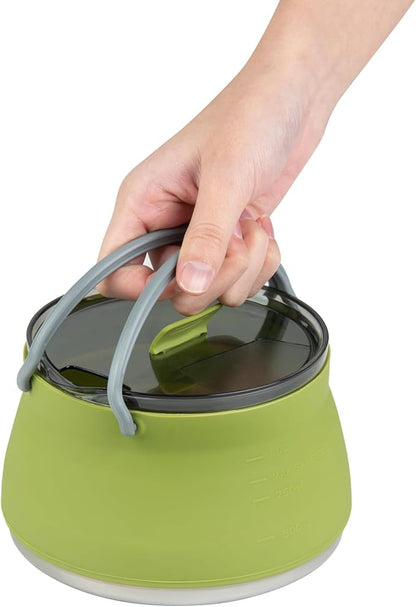 Hi Tek 1 Liter Collapsible Camping Kettle, 1 Portable Cook Pot - With Perforated Lid, Stainless Steel Bottom, Silicone Camping Coffee Pot, With High Heat Nylon Handles, For Travel - Restaurantware