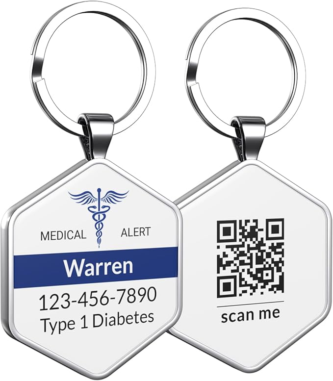 DISONCARE QR Code Medical Alert Tag, Custom Medical ID with Online Profile for Emergency Contact & Health Info – For Allergies, Diabetes, Autism & More（Pearl White）