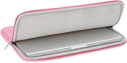RAINYEAR 15.6 Inch Laptop Sleeve Case Soft Fluffy Lining Zipper Padded Cover Carrying Bag with Accessories Pouch, Compatible with 15.6" Notebook Computer Chromebook (Pink, Upgraded Version)