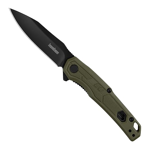 Kershaw Appa Folding Tactical Pocket Knife, Assisted Opening, 2.75 inch Blade and Olive Handle, Small, Lightweight Every Day Carry