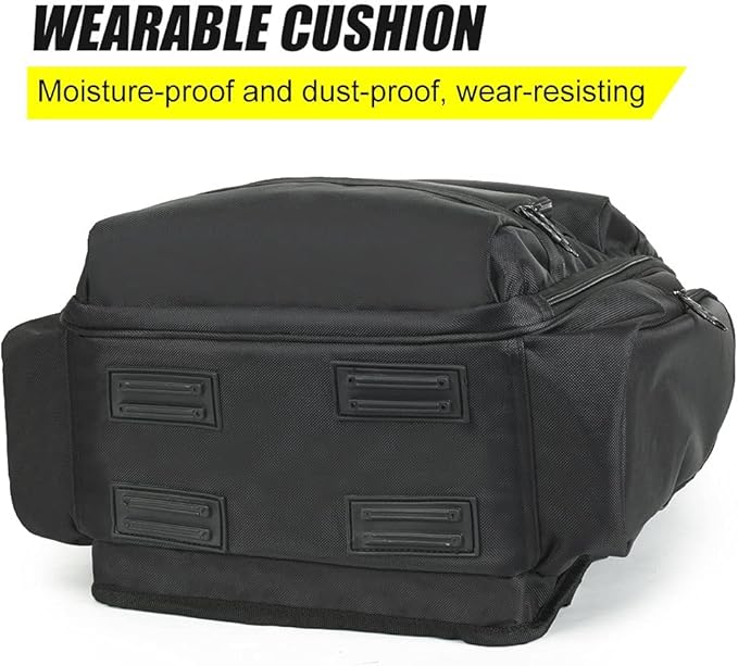 FASITE Tool Bag Backpack - Heavy Duty Professional Storage & Organizer for Contractor, Electrician, Plumber, HVAC, Large Front Flap Fit 13" -17" Laptops Notebook, Black
