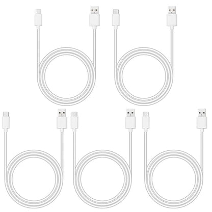 Smays USB to USB C Cable 6ft 5-Pack, Type C Phone Charger Cord Bulk, White