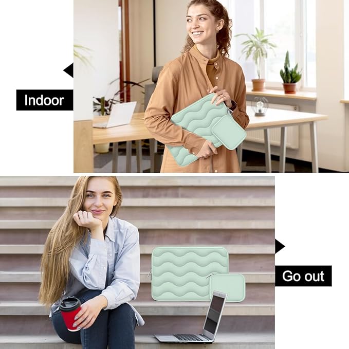 ARVOK Puffy Laptop Sleeve 15 15.6 16 inch for MacBook Air 15 inch/Pro 16 inch, Laptop Case Notebook Computer/Tablet Pouch Cover for HP/Dell/Asus/Acer/Samsung, Extra Bag, Women, Cute Carrying Case