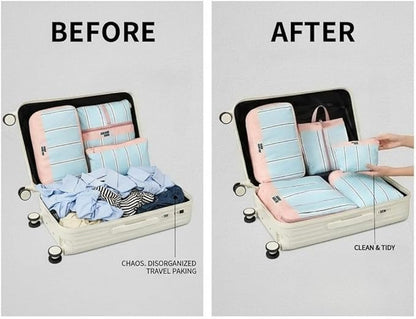 5-Piece Travel Packing Cube Set Luggage Organizer Bags for Clothes Shoes & Toiletries - Waterproof Durable Stylish Suitcase Organization (Pink)