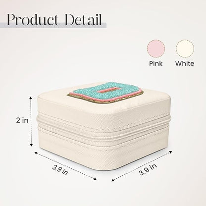 SANDJEST Personalized Jewelry Box, White Travel Jewelry Box with Initial D, Small Monogrammed Jewelry Case Organizer for Girls Women Teen Kids, Mini Travel Essentials Gifts for Birthday Christmas
