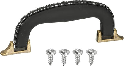 uxcell PU Leather Luggage Handle, 0.9" Hole Distance Vintage U-Shape Replacement Strap Handle for Travel Handbag Guitar Musical Box Gift Boxes, Black/Bronze