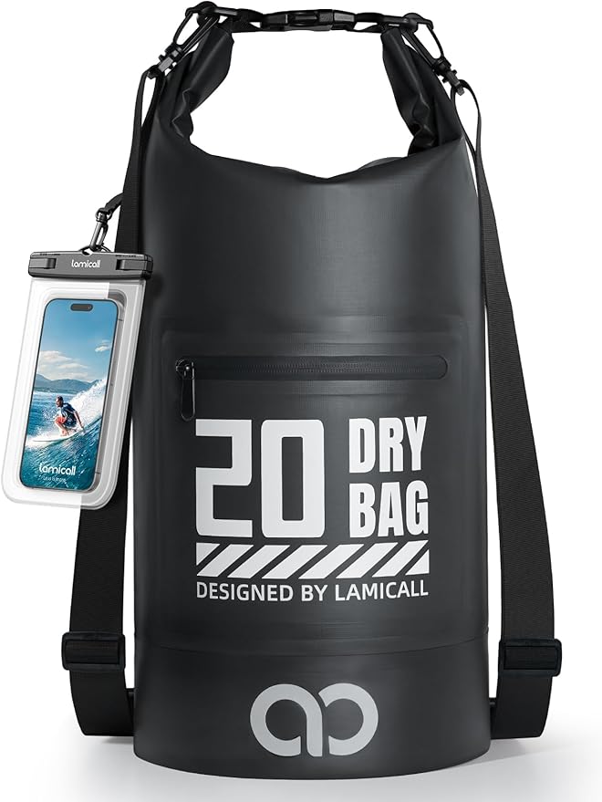Lamicall Dry Bag, Waterproof Bag - [Durable & Floating] 5L/10L/20L/30L/40L Roll Top Drybag with Water Proof Phone Pouch for Travel Swimming Boating Kayaking Paddle Board Camping Beach Accessories