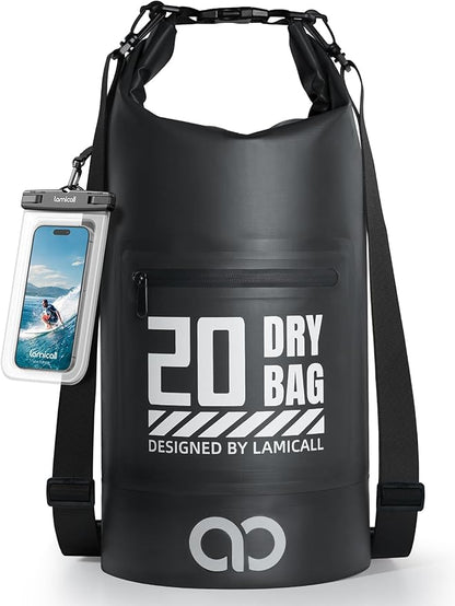 Lamicall Dry Bag, Waterproof Bag - [Durable & Floating] 5L/10L/20L/30L/40L Roll Top Drybag with Water Proof Phone Pouch for Travel Swimming Boating Kayaking Paddle Board Camping Beach Accessories