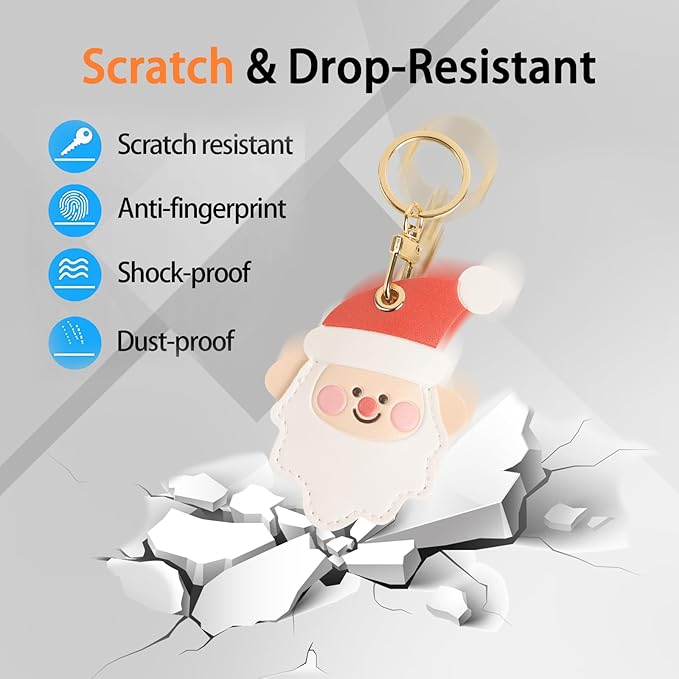 Leather Keychain Case Holder Compatible with Apple AirTag, GPS Airtag Keychain Finder Tracker with Key Ring, Anti-Scratch Protective Air Tag Cover