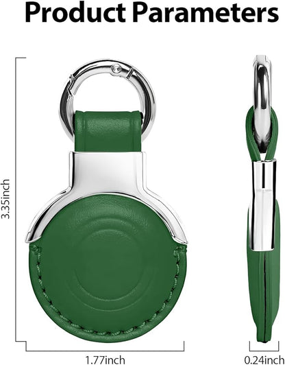 Genuine Leather for AirTag Holder Keychain for AirTag - Premium Handmade Protective Case Cover Accessories with Key Ring, Secure Hidden Design, All-in-One Package, Green