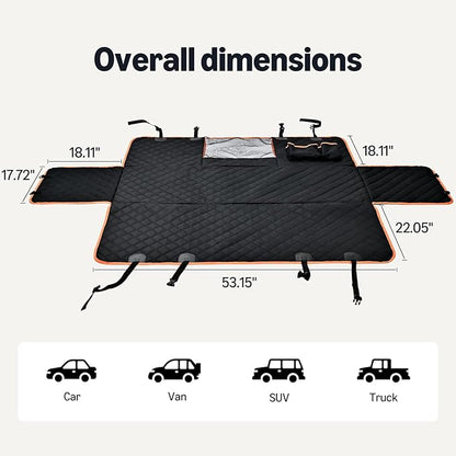 Amazon Basics Dog Car Seat Cover for Back Seat, Scratch-Resistant Nonslip Hammock with Side Flaps and Seatbelt Openings for Cars, SUVs, and Trucks, Black
